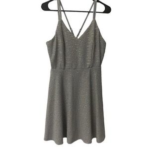 Altar'd State Gray Gold Glitter Mini Spaghetti Strap Sleeveless Lined Sz‎ Large